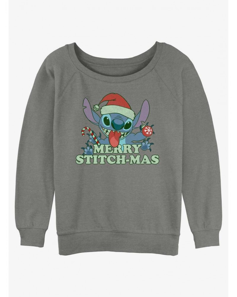 Disney Lilo & Stitch Merry Stitchmas Girls Slouchy Sweatshirt $16.97 Sweatshirts