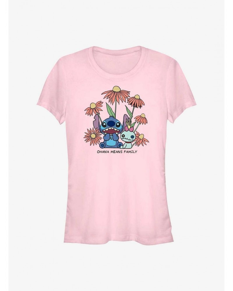 Disney Lilo & Stitch Chibi Floral Girls T-Shirt $12.45 T-Shirts