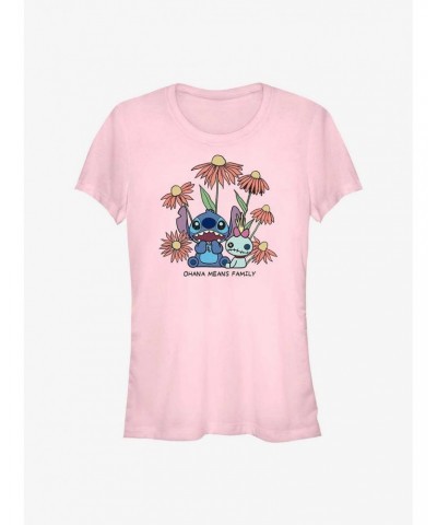 Disney Lilo & Stitch Chibi Floral Girls T-Shirt $12.45 T-Shirts