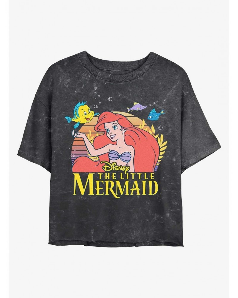 Disney Princesses The Little Mermaid Title Mineral Wash Crop Girls T-Shirt $8.67 T-Shirts