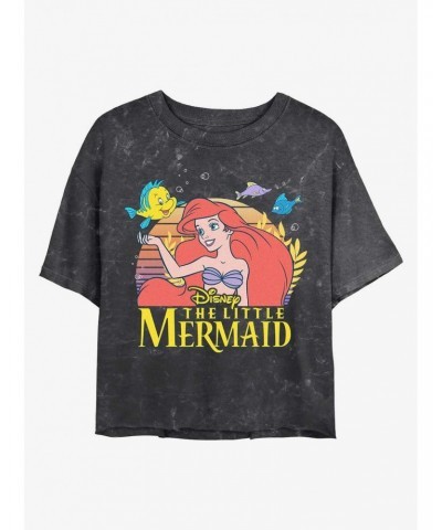 Disney Princesses The Little Mermaid Title Mineral Wash Crop Girls T-Shirt $8.67 T-Shirts