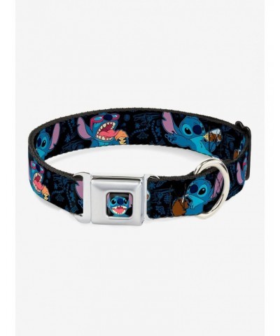 Disney Lilo & Stitch Snacking Poses Seatbelt Buckle Dog Collar $12.45 Pet Collars