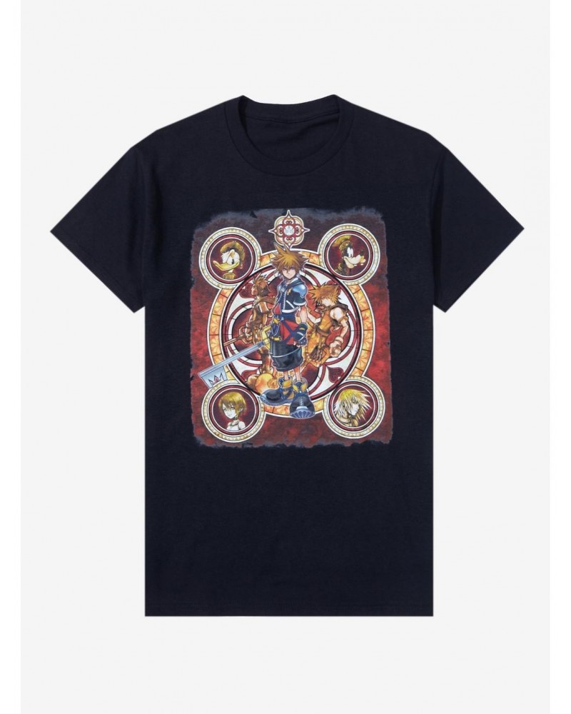 Kingdom Hearts Stained Glass Boyfriend Fit Girls T-Shirt $12.45 T-Shirts