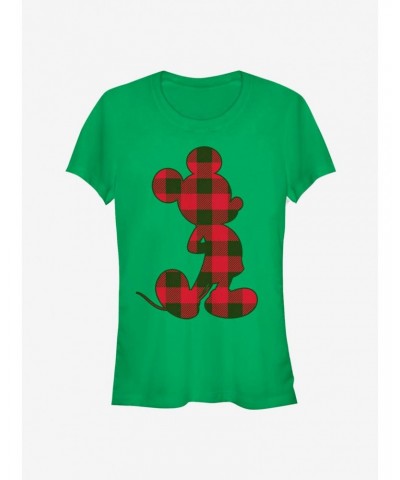 Disney Mickey Mouse Holiday Plaid Outline Classic Girls T-Shirt $9.46 T-Shirts