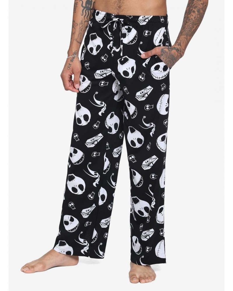 The Nightmare Before Christmas Black & White Jack Faces Pajama Pants $8.02 Pants